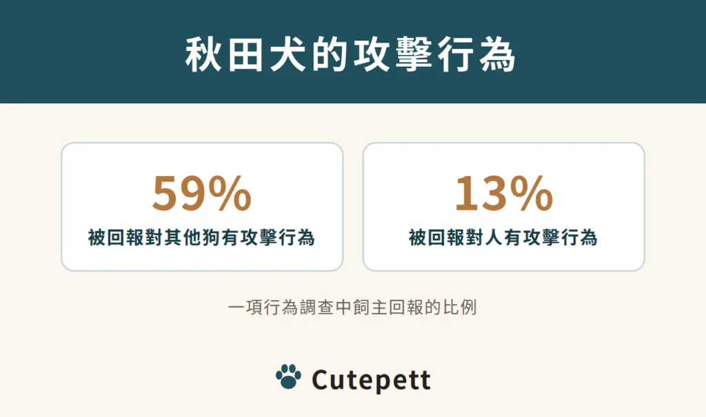 秋田犬行為調查：59% 對其他狗有攻擊行為，13% 對人有攻擊行為